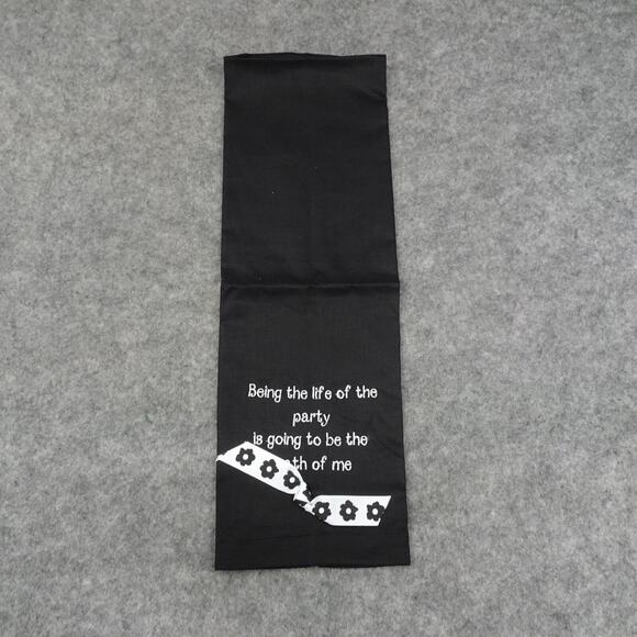 Mud Pie Hand Towel Linen Embroidered Black White 22x 14 Life of the Party - Picture 5 of 8